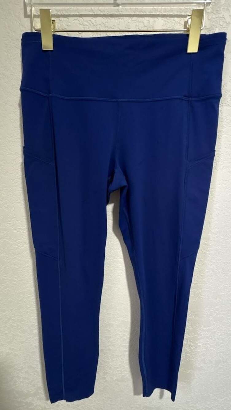 Lululemon Fast and Free Leggings Size 10 Blue Nulux Pockets